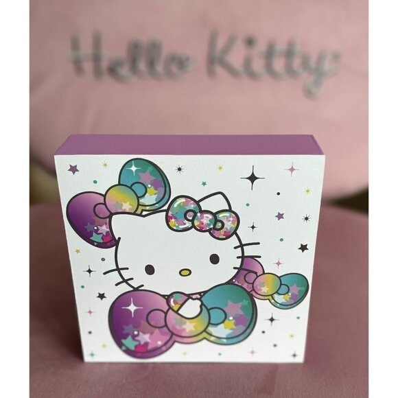 Hello Kitty Bow Stars & Glitter Box Sign Wall Art, 6 x 6 - Picture 2 of 3